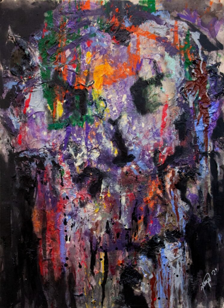 Skull by Mengu, acrylics on canvas, 2022