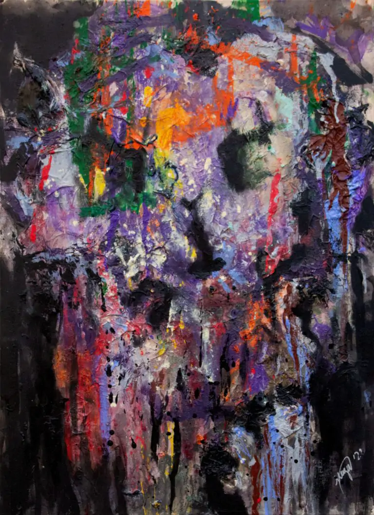 Skull by Mengu, acrylics on canvas, 2022