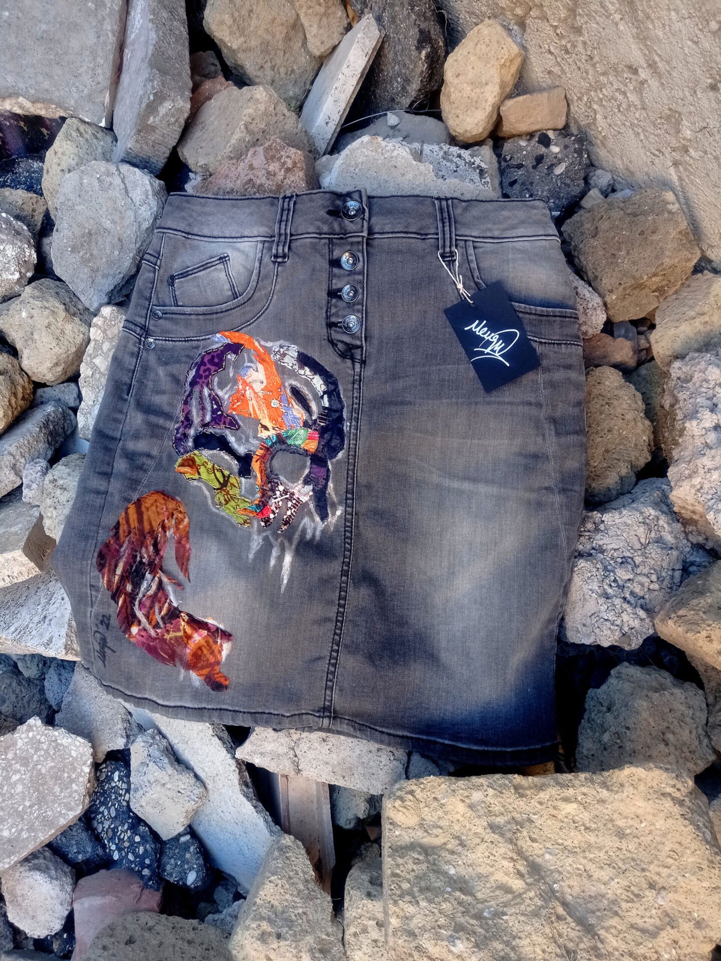 Skull Handmade Pencil Skirt, by MenguART