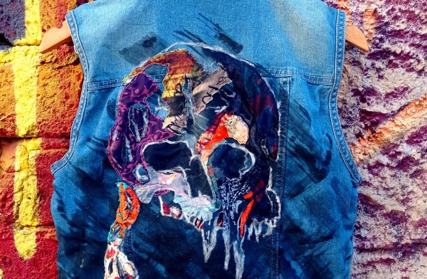 Skull Patchwork Jean Vest